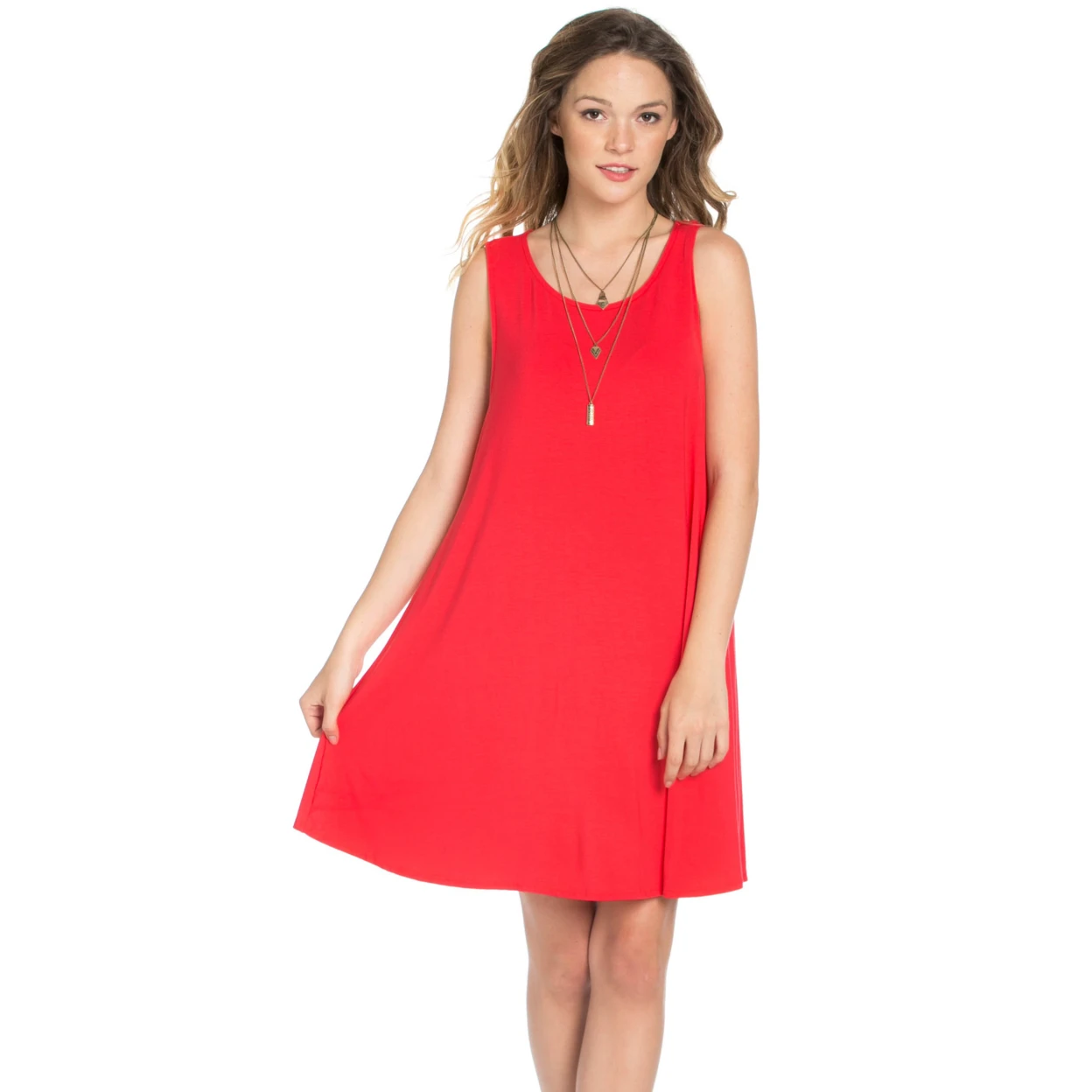 Sleeveless Swing Dress Coral