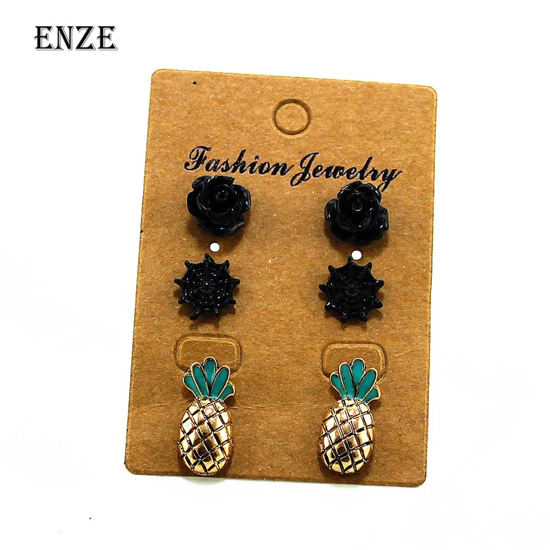 ENZE wild 3 pairs / sets of earrings mixed set new earrings jewelry plant flowers black pineapple accessories wholesale
ENZE wild 3 pairs / sets of earrings mixed set new earrings jewelry plant flowers black pineapple accessories wholesale