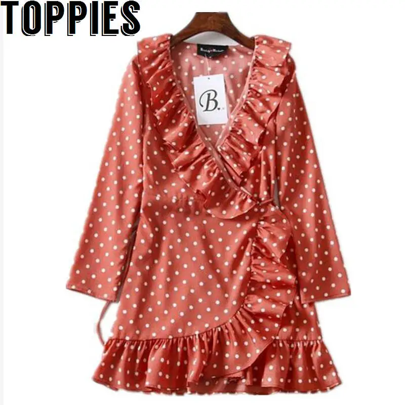 Toppies Women 2019 Long Sleeves 10 Patterns Wrap Dress Polka Dots Floral Printed V-neck Sexy Mini Dress Female Ruffles Dress
Toppies Women 2019 Long Sleeves 10 Patterns Wrap Dress Polka Dots Floral Printed V-neck Sexy Mini Dress Female Ruffles Dress