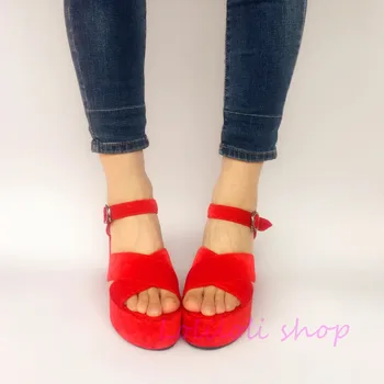 Princess sweet lolita shoes loliloli yoyo Japanese design custom large size summer red flock platform wedges sandals an6075
Princess sweet lolita shoes loliloli yoyo Japanese design custom large size summer red flock platform wedges sandals an6075