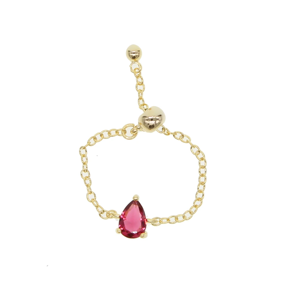 Gold silver color red black white tear drop cz single stone simple chain ring cheap
Gold silver color red black white tear drop cz single stone simple chain ring cheap