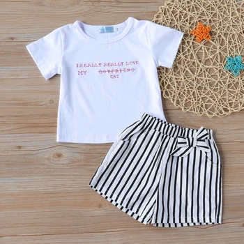 Kid Clothes Summer New Girl Clothing Set Embroidery Letter T-Shirt + Striped Pants Suit Baby Girl Clothes
Kid Clothes Summer New Girl Clothing Set Embroidery Letter T-Shirt + Striped Pants Suit Baby Girl Clothes