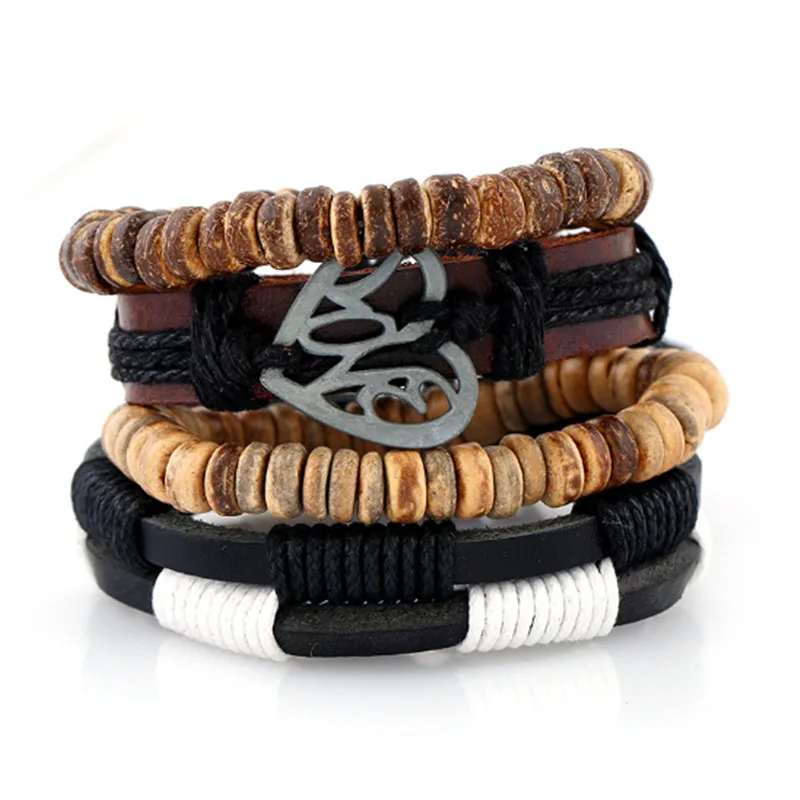 4pcs/set European and American simple retro suit diy woven cowhide coconut shell bracelet men hemp rope leather bracelet
4pcs/set European and American simple retro suit diy woven cowhide coconut shell bracelet men hemp rope leather bracelet