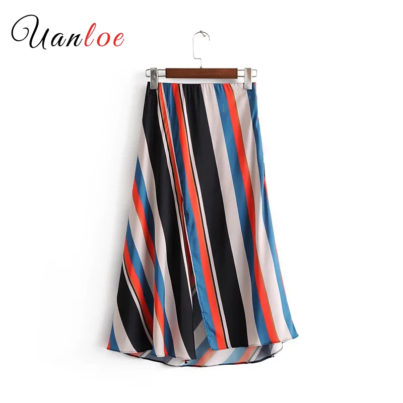 Women Elegent Color Striped Skirt Faldas Mujer Elastic Waist Side Zipper Split Ladies Spring Chic Mid Calf Skirts
Women Elegent Color Striped Skirt Faldas Mujer Elastic Waist Side Zipper Split Ladies Spring Chic Mid Calf Skirts