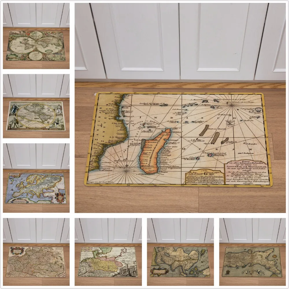 Vintage Old Map Print Carpet Home Decor Floor Mat Kitchen Bathroom Non-slip Doormat 46*76cm PVC Leather Carpets And Rugs
Vintage Old Map Print Carpet Home Decor Floor Mat Kitchen Bathroom Non-slip Doormat 46*76cm PVC Leather Carpets And Rugs