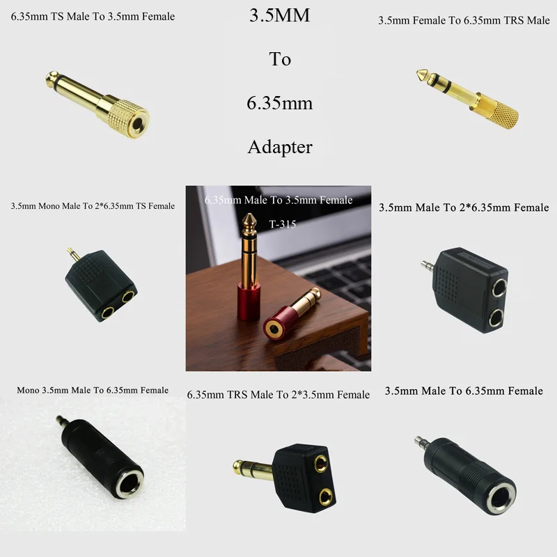 

5PCS 3.5mm to 6.35mm 1/4" To 1/8" TS TRS Male Female Jack Plug Stereo Microphone Audio Adapter Converter Cable