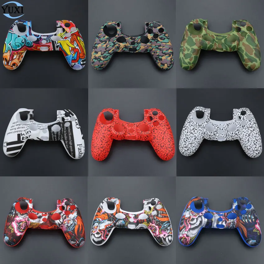 

YuXi Camouflage Camo Soft Silicone Gel cover Rubber Protective Skin Case for PS4 Pro Slim Gamepad Controller