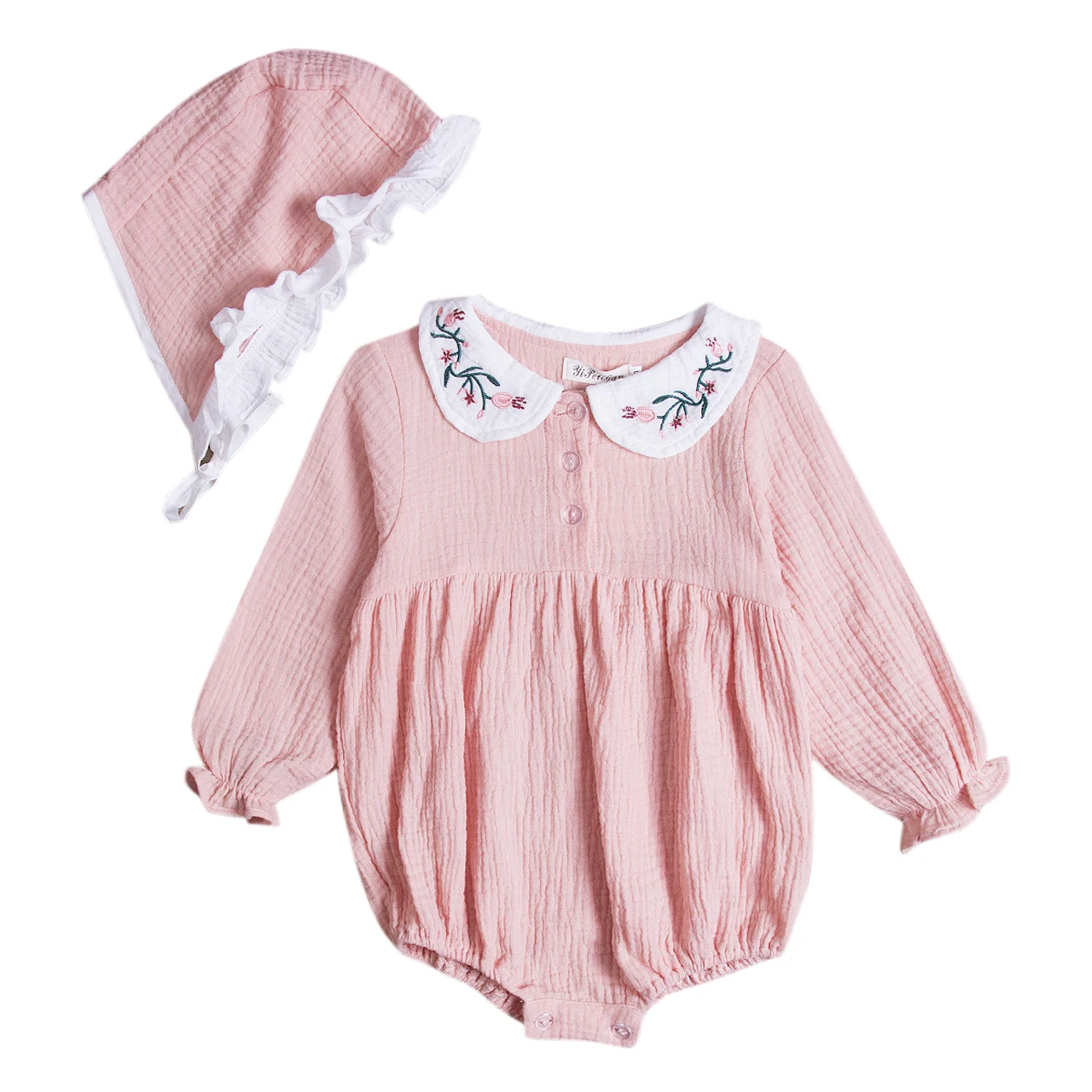 Newborn Baby Girl Romper Spring Autumn Peter Pan Collar Long Sleeve Toddler Kids Floral Jumpsuit+Hat 2PCS Girls Clothing
Newborn Baby Girl Romper Spring Autumn Peter Pan Collar Long Sleeve Toddler Kids Floral Jumpsuit+Hat 2PCS Girls Clothing