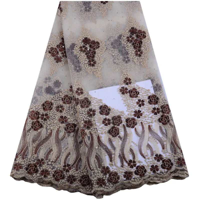 Latest Brown African Laces Fabrics Embroidered African French Lace Fabric Cheap African French Net tulle Lace Fabric A1444
Latest Brown African Laces Fabrics Embroidered African French Lace Fabric Cheap African French Net tulle Lace Fabric A1444