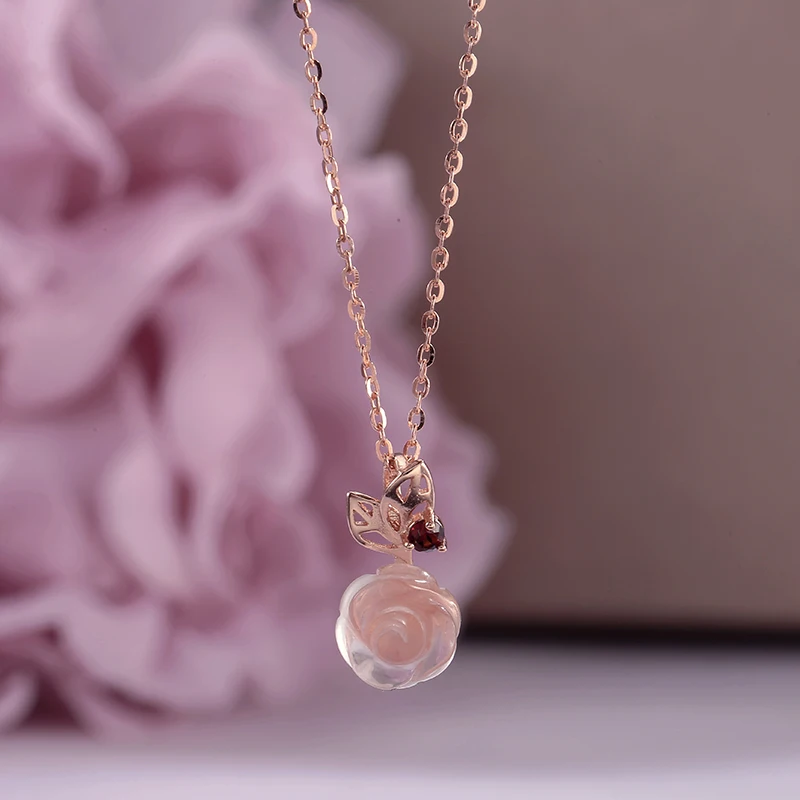 Fine Jewelry 925 Silver Necklace Pendent For Women Rose Quartz 100% Natural Gemstone Rose Flower Chain Elegant Colar CCNI025
Fine Jewelry 925 Silver Necklace Pendent For Women Rose Quartz 100% Natural Gemstone Rose Flower Chain Elegant Colar CCNI025