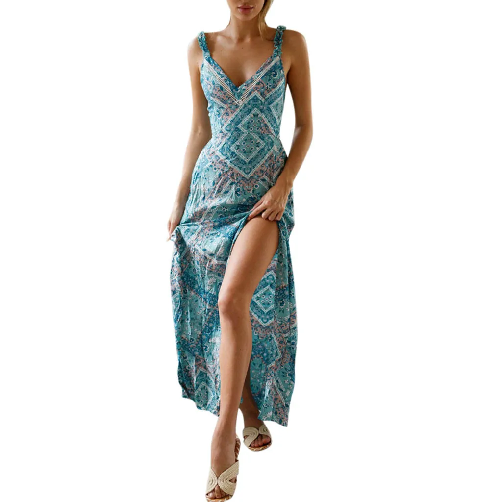 Summer Dress Women Sexy Tie-up Open-Forked Strapless Vintage Elegant Party Dresses for Ladies Sundress Hippie Beach Jurken blue
Summer Dress Women Sexy Tie-up Open-Forked Strapless Vintage Elegant Party Dresses for Ladies Sundress Hippie Beach Jurken blue