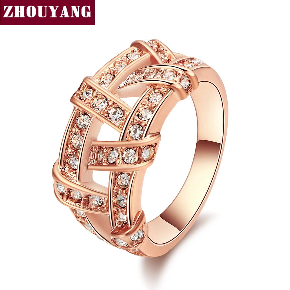 ZHOUYANG Top Quality Hollow out Rose Gold Color Ring Made with Genuine Austrian Crystals Full Sizes ZYR284 ZYR285
ZHOUYANG Top Quality Hollow out Rose Gold Color Ring Made with Genuine Austrian Crystals Full Sizes ZYR284 ZYR285