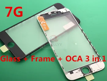 

10pcs/lot AAA+ 3 in 1 front cold pressed outer glass Middle Bezel frame assembled + OCA film for iPhone 7 4.7" Replacement