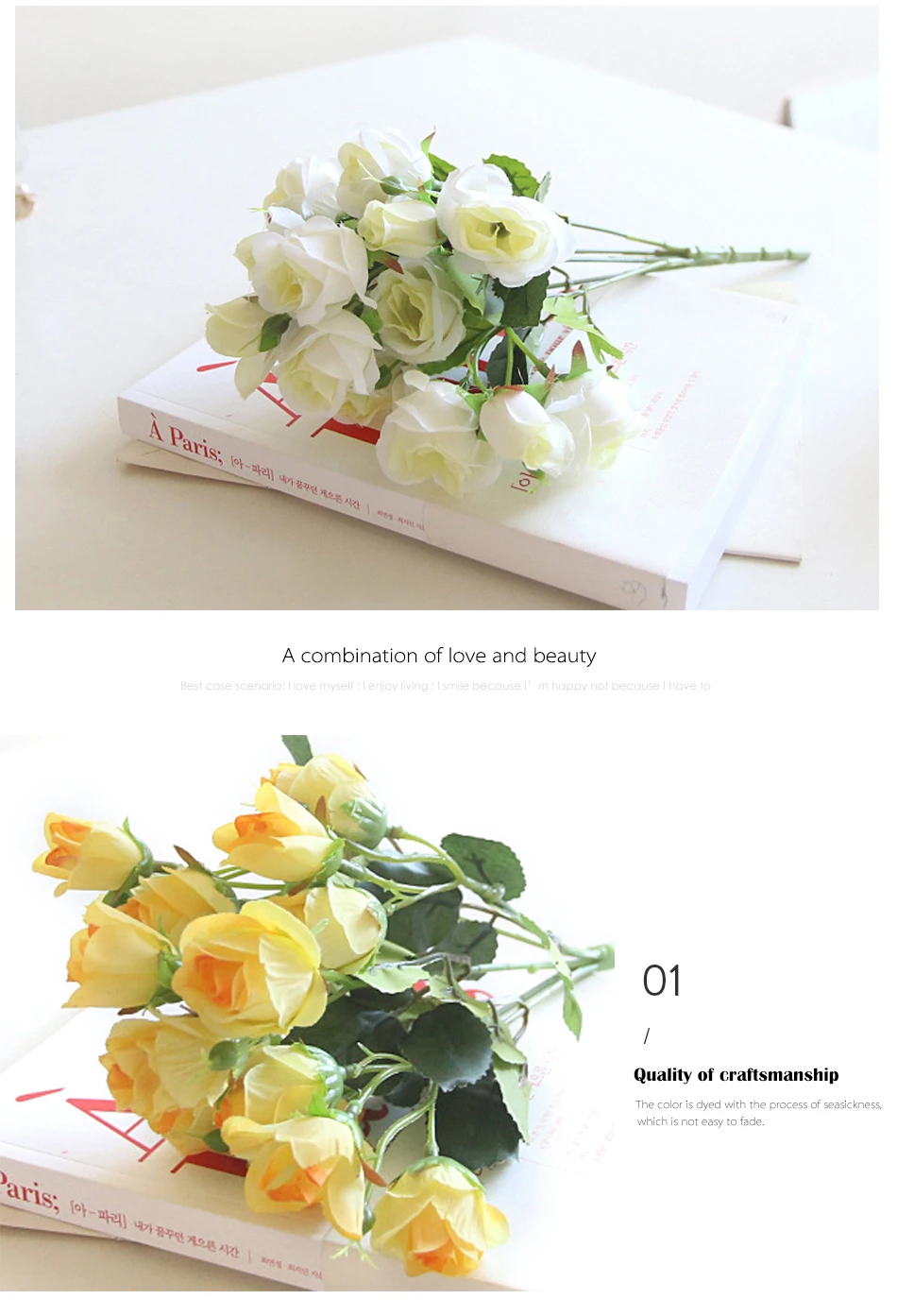Generic 1 Bunch Artificial Rose Flowers Silk Flower Bride Bouquets