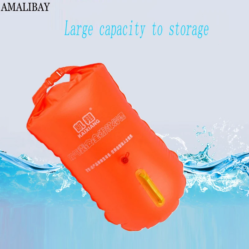 Naturehike Waterproof Bag with Air Bag Swim Buoy Orange Swimming Tow Float Dry Bag with Waistband 20L for Safe Swimming Training 