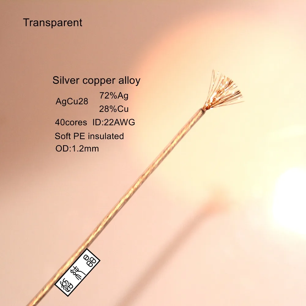 Litz silver copper alloy wire (40 core 24AWG) transparent PE upgrade wire base (OD: 1.2mm) 1meter
Litz silver copper alloy wire (40 core 24AWG) transparent PE upgrade wire base (OD: 1.2mm) 1meter