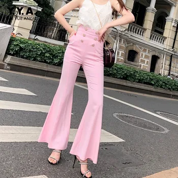 Summer New Brand Fashion High Waist Double Breasted Womens Flare Pants High Street Full Length Slim Office Ladies Pink Trousers
Summer New Brand Fashion High Waist Double Breasted Womens Flare Pants High Street Full Length Slim Office Ladies Pink Trousers