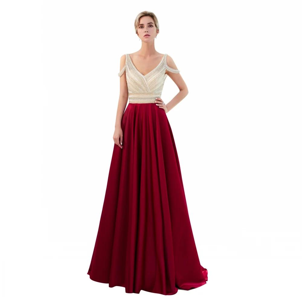 Sexy V-Neck Unique Sleeves Burgundy Satin Evening Dresses 2019 Crystal BEads Beading Robe De Soiree Longue Formal Prom Gowns 
Sexy V-Neck Unique Sleeves Burgundy Satin Evening Dresses 2019 Crystal BEads Beading Robe De Soiree Longue Formal Prom Gowns