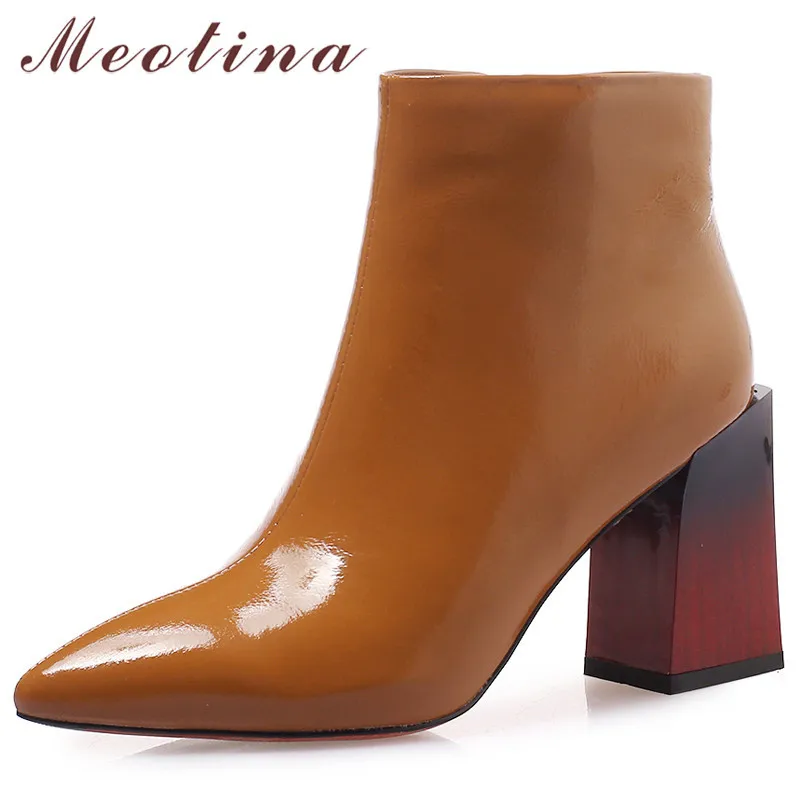 Meotina Winter Genuine Leather Ankle Boots Women Zipper Block High Heels Short Boots Cow Leather Ladies Shoes Autumn Size 34-39
Meotina Winter Genuine Leather Ankle Boots Women Zipper Block High Heels Short Boots Cow Leather Ladies Shoes Autumn Size 34-39