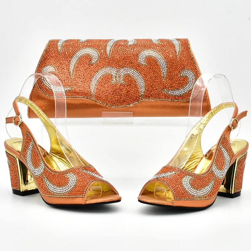 Комплект из туфель и сумок оранжевого цвета для женщин|shoe and bag set|pumps shoesdesigner shoes |
