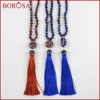 BOROSA 32'' Handmade Stone Necklace Drusy Paved Rhinestone 8mm Lapis Lazuli Chohua Gems Beads Tassel Necklece Women JAB698
BOROSA 32'' Handmade Stone Necklace Drusy Paved Rhinestone 8mm Lapis Lazuli Chohua Gems Beads Tassel Necklece Women JAB698