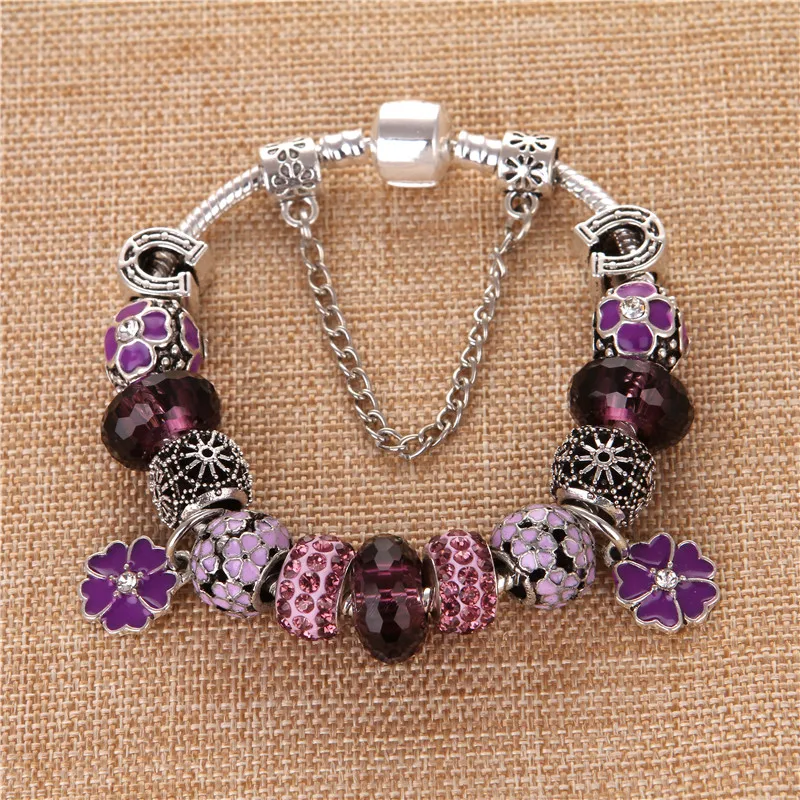 European Style Silver Flower Pendant Purple Crystal Fashion DIY Elegant Charms Pandora Bracelets & Bangles For Women Gift
European Style Silver Flower Pendant Purple Crystal Fashion DIY Elegant Charms Pandora Bracelets & Bangles For Women Gift
