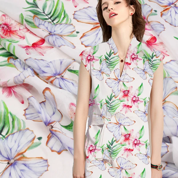 138 см крепдешиновая шелковая ткань модное платье-бабочка 12 мм оптовая продажа |