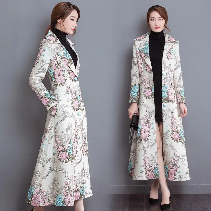 Trench women autumn spring coat plus size large big long clothes elegant print floral slim bodycon cardigan coats Windbreaker
Trench women autumn spring coat plus size large big long clothes elegant print floral slim bodycon cardigan coats Windbreaker