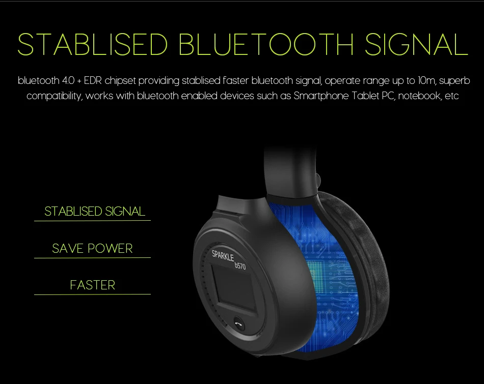 B570 Wireless Bluetooth Headphone HiFi Stereo Headset With Microphone FM Radio Micro SD Card Play for Iphone Samsung Xiaomi HTC