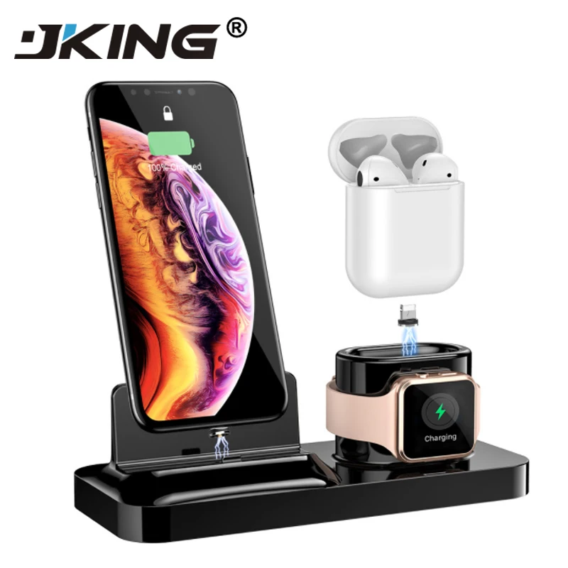 JKING 3 IN 1 Charger For iPhone X S MAX XR 8 7 Desktop Wireless Charger For Apple Watch 4 3 For Air Pods Charging Dock Station
JKING 3 IN 1 Charger For iPhone X S MAX XR 8 7 Desktop Wireless Charger For Apple Watch 4 3 For Air Pods Charging Dock Station