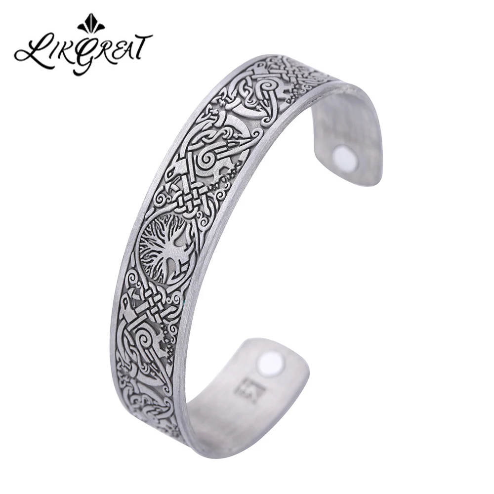 LIKGREAT Vintage Amulet Nordic Myth Yggdrasil Tree of Life Ravens Birds Bangle Magnetic Health Cuff Bracelet for Men Women
LIKGREAT Vintage Amulet Nordic Myth Yggdrasil Tree of Life Ravens Birds Bangle Magnetic Health Cuff Bracelet for Men Women