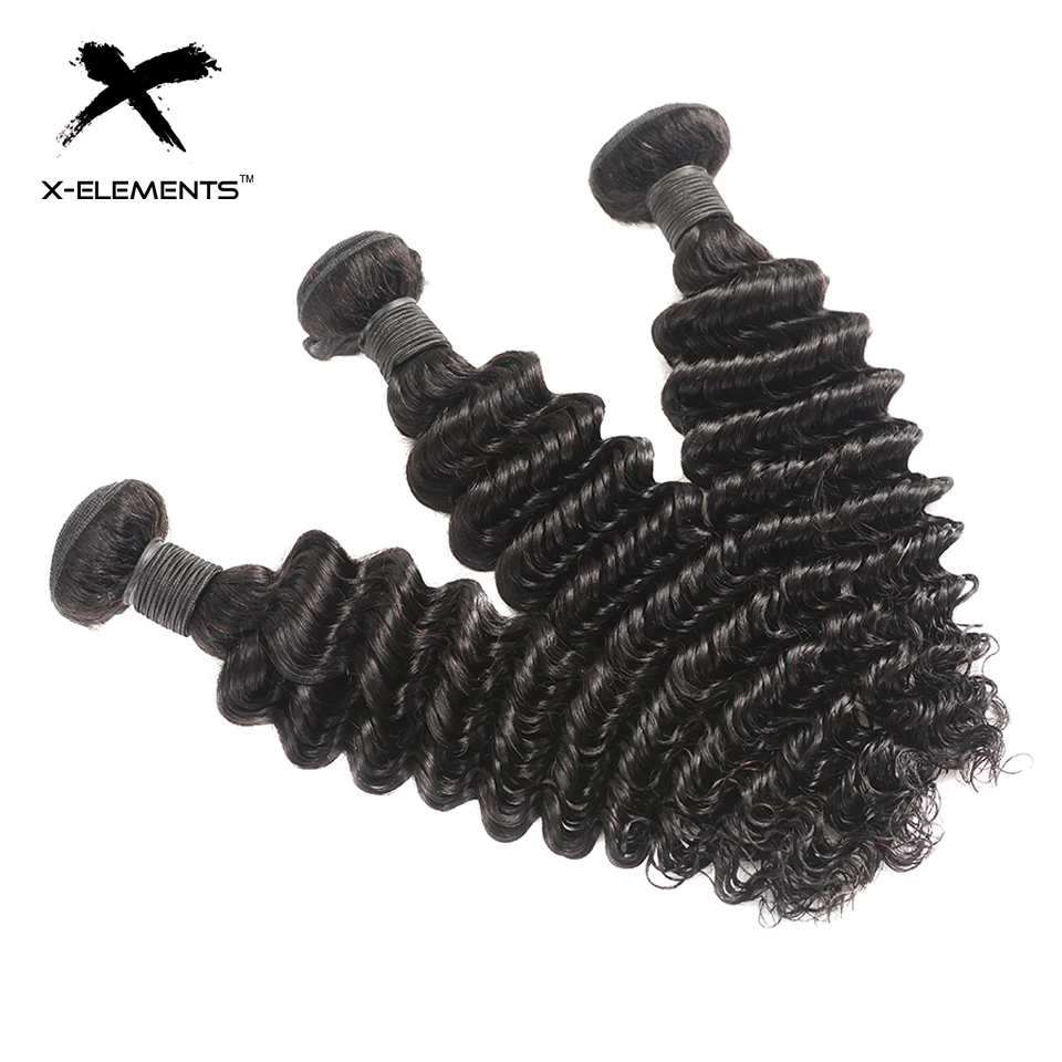 X-Elements Brazilian Deep Wave Hair 134 Bundles Deals Natural Color Human Hair Extensions 8-26 Non Remy Hair Weave Bundles (7)