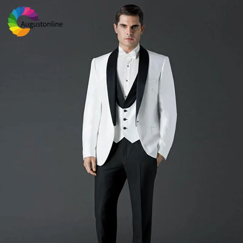 Черная шаль лацканы Slim Fit белые мужские свадебные костюмы блейзеры пиджак жениха смокинги мужские костюмы со штанами жилет из 3 предметов
Черная шаль лацканы Slim Fit белые мужские свадебные костюмы блейзеры пиджак жениха смокинги мужские костюмы со штанами жилет из 3 предметов