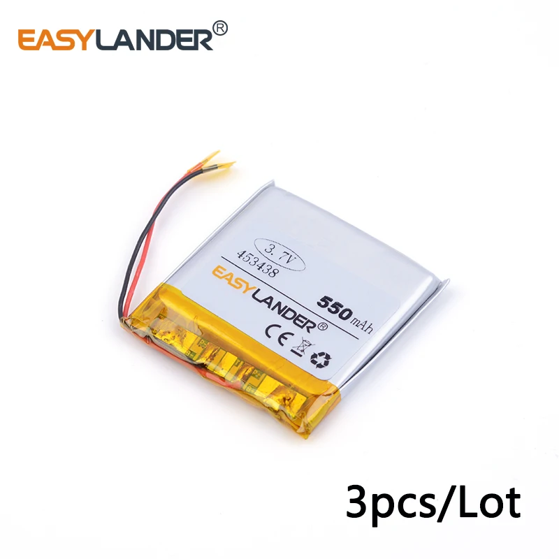 3 шт./лот 453438 550 мАч 3,7 в литий-ионный полимерный аккумулятор для Mp3 GPS PSP PAD телефона камеры DVD
3 шт./лот 453438 550 мАч 3,7 в литий-ионный полимерный аккумулятор для Mp3 GPS PSP PAD телефона камеры DVD