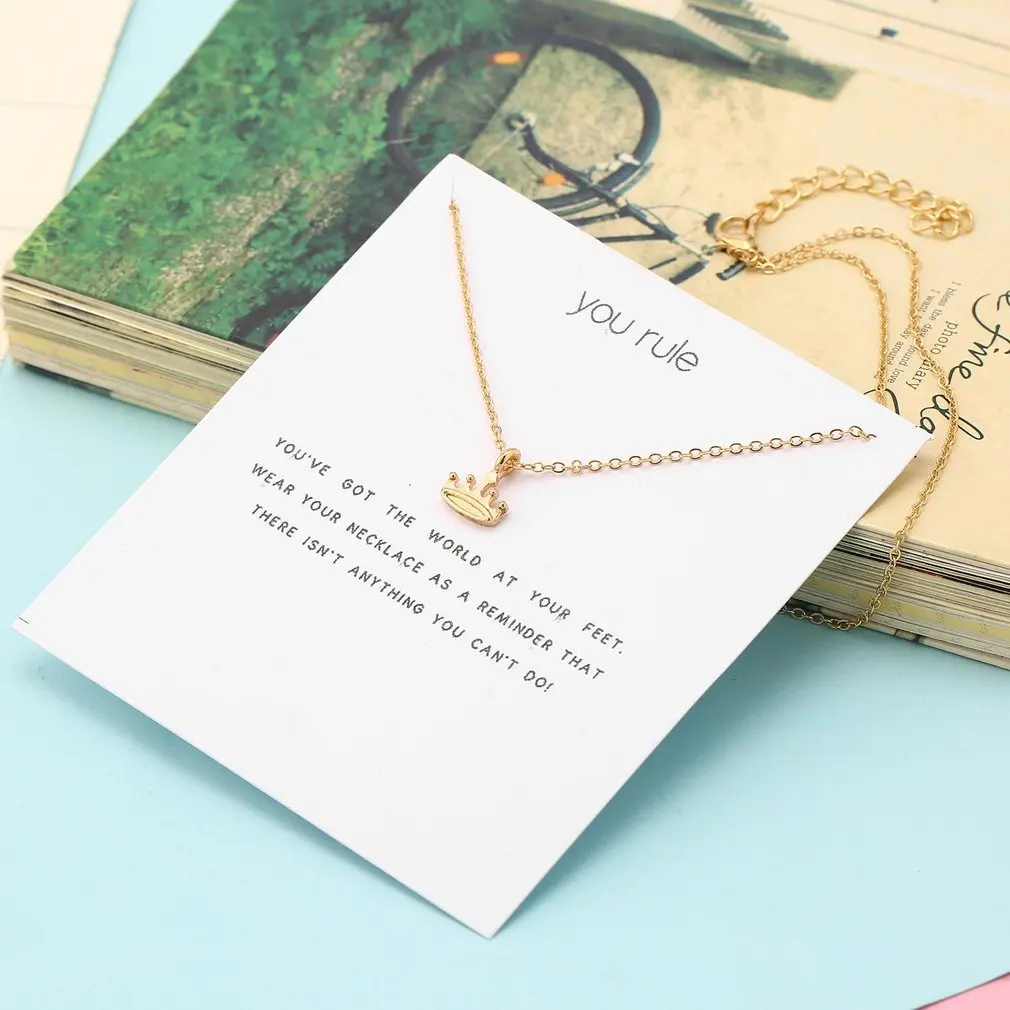 Charm Crown Shaped Pendant Necklace Female Well-matched Alloy Clavicle Necklace Fashion Jewelry Accessories with Gifts Card
Charm Crown Shaped Pendant Necklace Female Well-matched Alloy Clavicle Necklace Fashion Jewelry Accessories with Gifts Card