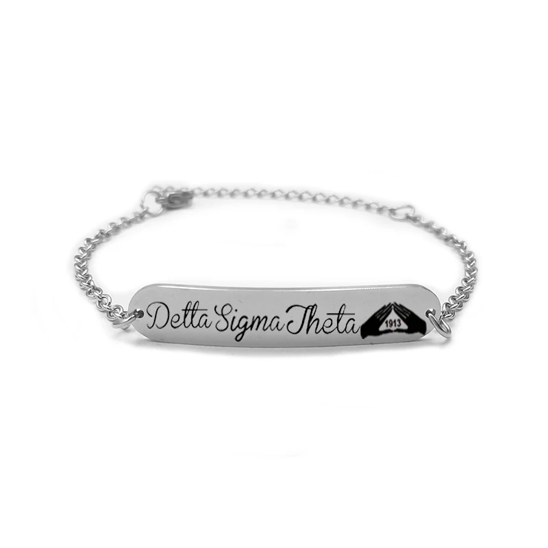 Delta Sigma Theta Sorority Stainless Steel Bracelet Greek Letter Link Chain Bracelets For Women Men Jewelry Accessories
Delta Sigma Theta Sorority Stainless Steel Bracelet Greek Letter Link Chain Bracelets For Women Men Jewelry Accessories