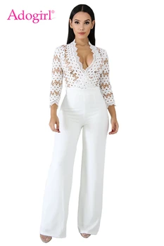 Adogirl Hollow Out Lace Crochet Loose Jumpsuit Solid White Women Sexy V Neck 3/4 Sleeve Romper Wide Leg Pants Casual Overalls
Adogirl Hollow Out Lace Crochet Loose Jumpsuit Solid White Women Sexy V Neck 3/4 Sleeve Romper Wide Leg Pants Casual Overalls