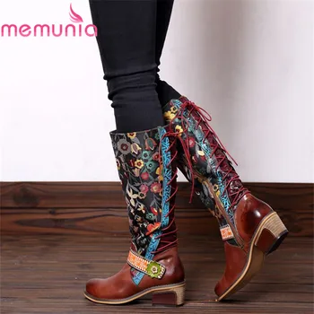 MEMUNIA High quality genuine leather boots retro printed flower lace up knee high boots ladies shoes brown autumn winter boots
MEMUNIA High quality genuine leather boots retro printed flower lace up knee high boots ladies shoes brown autumn winter boots