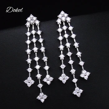 DOKOL Clear Cubic Zirconia Earrings for Wedding Silver Color Tassels Drop Earring Jewelry Elegant Women bijoux DKE0154
DOKOL Clear Cubic Zirconia Earrings for Wedding Silver Color Tassels Drop Earring Jewelry Elegant Women bijoux DKE0154