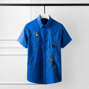 Plus Size 4xl Mens Shirts Luxury Chinese Style Flower And Bird Embroidery Short Sleeve Men Shirts Fashion Casual Slim Shirts Man
Plus Size 4xl Mens Shirts Luxury Chinese Style Flower And Bird Embroidery Short Sleeve Men Shirts Fashion Casual Slim Shirts Man