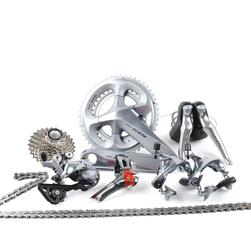Shimano 105 R7000 2x11 22 Speed 50x34T 53x39T 170mm 172.5mm Road Bicycle Groupset Derailleur Kit Silver 
Shimano 105 R7000 2x11 22 Speed 50x34T 53x39T 170mm 172.5mm Road Bicycle Groupset Derailleur Kit Silver
