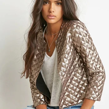 Nice Fashion Lozenge Women Gold Sequins Jackets Three Quarter Sleeve Female Coats Outwears For Fashion S-2XL Size
Nice Fashion Lozenge Women Gold Sequins Jackets Three Quarter Sleeve Female Coats Outwears For Fashion S-2XL Size