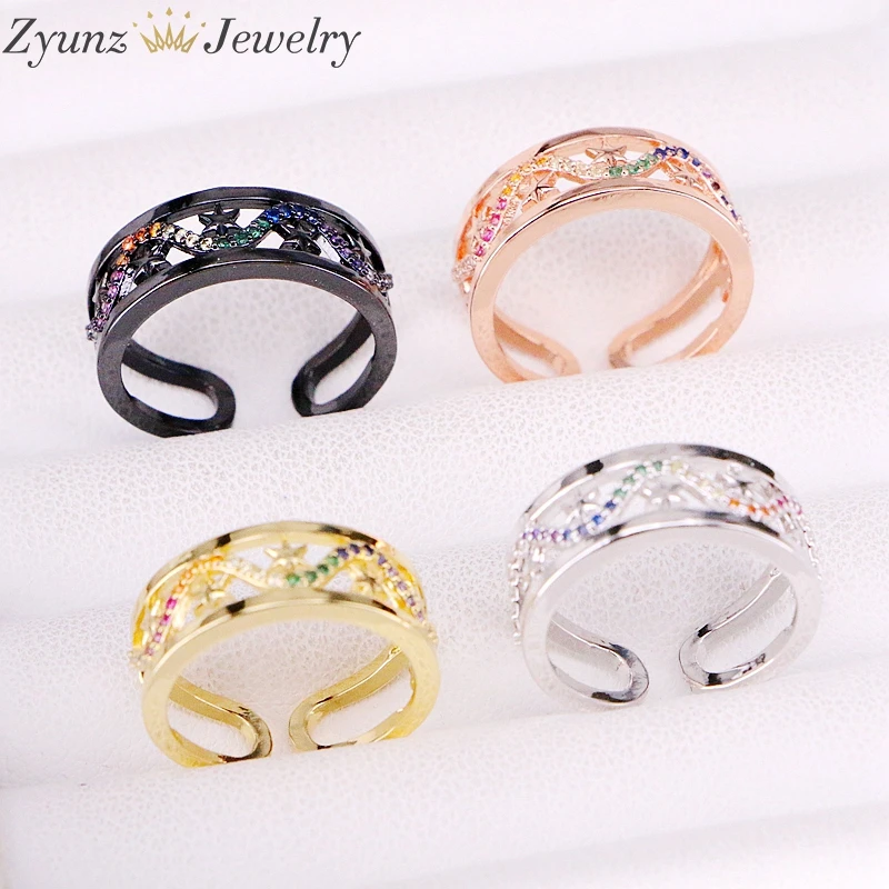 10PCS, Multi Color CZ Micro Pave Cubic Zirconia Adjustable Rings for Women Girls Rainbow Rings Party Wedding Jewelry
10PCS, Multi Color CZ Micro Pave Cubic Zirconia Adjustable Rings for Women Girls Rainbow Rings Party Wedding Jewelry