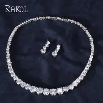 RAKOL Luxury Round Cubic Zirconia Earrings Necklace Jewelry Sets For Women Bridal Wedding Party Accessories
RAKOL Luxury Round Cubic Zirconia Earrings Necklace Jewelry Sets For Women Bridal Wedding Party Accessories