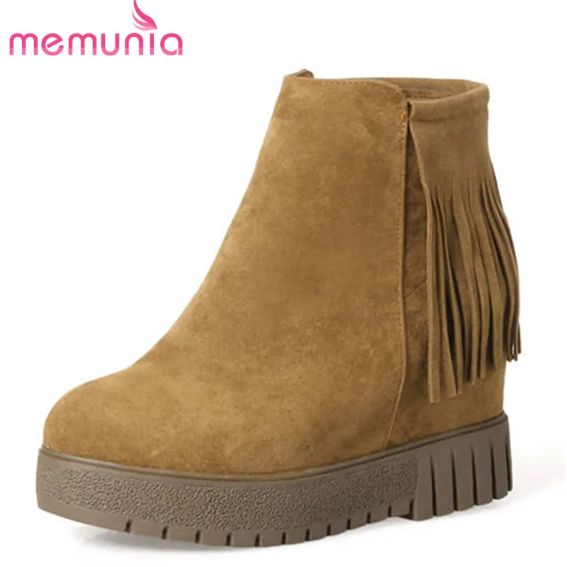 MEMUNIA 2020 hot sale boots women round toe flock autumn winter boots zipper fringe fashion platform shoes woman ankle boots
MEMUNIA 2020 hot sale boots women round toe flock autumn winter boots zipper fringe fashion platform shoes woman ankle boots