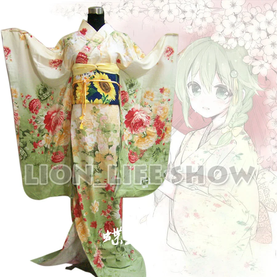Japanese Japan Women Light Green Floral Long Furisode Kimono Cosplay Costume
Japanese Japan Women Light Green Floral Long Furisode Kimono Cosplay Costume