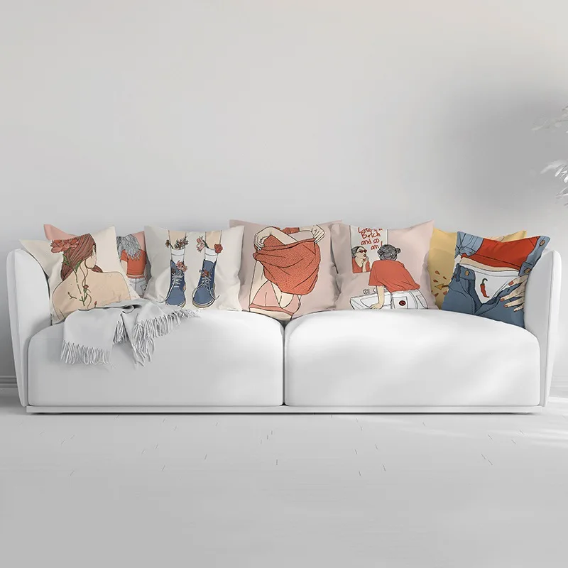 Creative Cartoon Cushion Cover Modern Girl Print Polyester Pillow Cases Bed Sofa Living Room Decor Home Decorative Accessories
Creative Cartoon Cushion Cover Modern Girl Print Polyester Pillow Cases Bed Sofa Living Room Decor Home Decorative Accessories