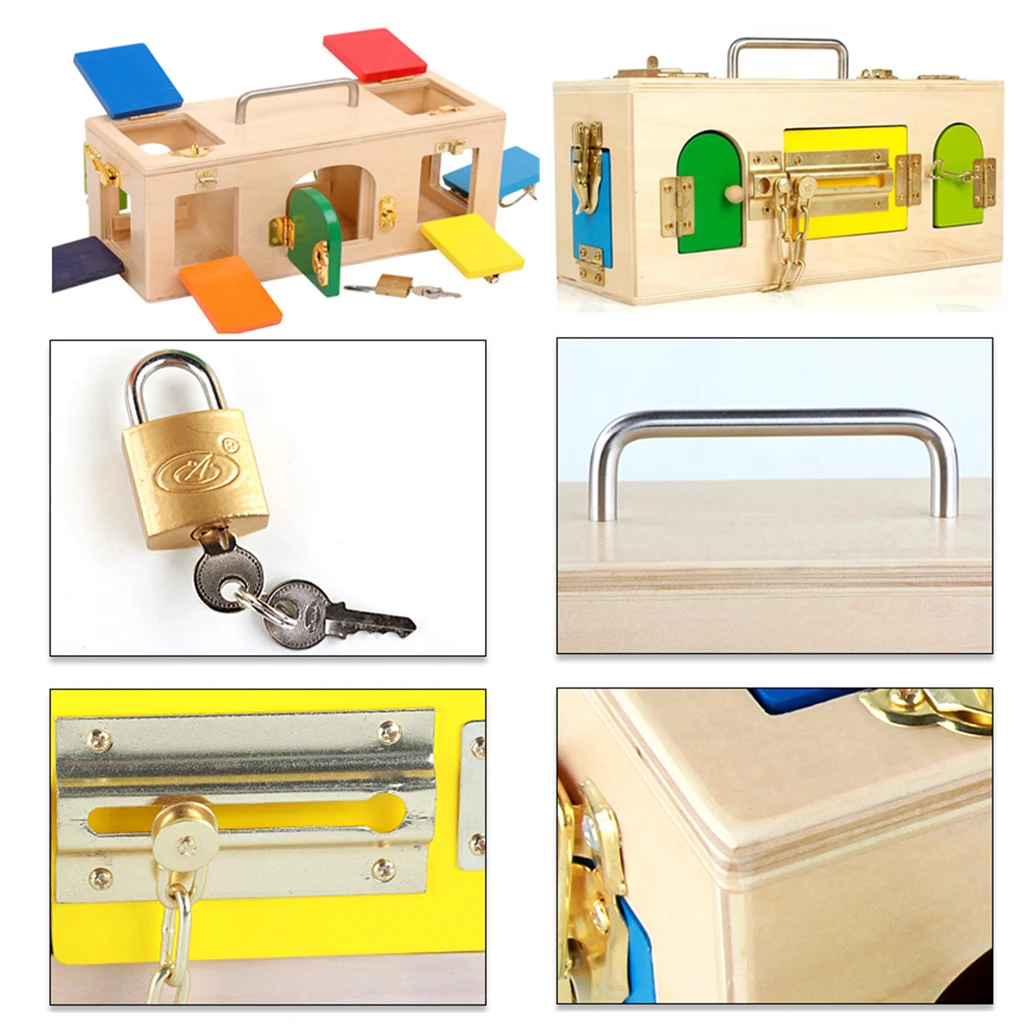 Creative Montessori Colorful Lock Box Kids Educational Preschool Training Toys