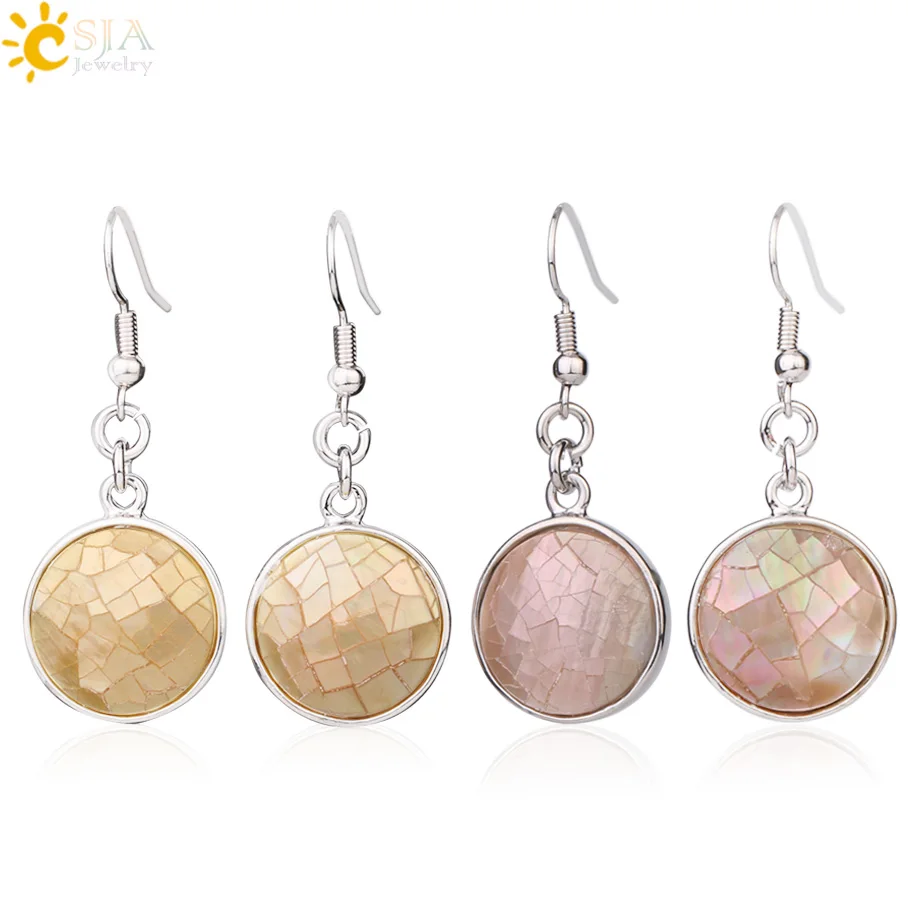 CSJA Round Natural Seashell Drop Earrings Abalone Shell Simple Design Ear Jewelry Silver Color Dangle Earring Fit for Women F985
CSJA Round Natural Seashell Drop Earrings Abalone Shell Simple Design Ear Jewelry Silver Color Dangle Earring Fit for Women F985