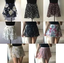 Ballet pequeño delantal falda alta calidad niños chifón flor práctica falda con leotardo niñas Floral imprimir Ballet vestido de baile(China)
